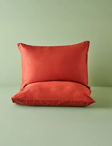 %100 Pamuk Saten Çift Kişilik Lastikli Çarşaf Seti Kiremit (160x200x35 cm)