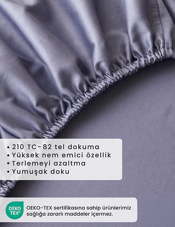 %100 Pamuk Saten Çift Kişilik Lastikli Çarşaf Seti Mavi (160x200x35 cm)