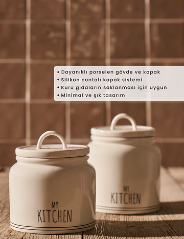 My Kitchen 3'lü Porselen Kavanoz Seti Beyaz (500 cc)