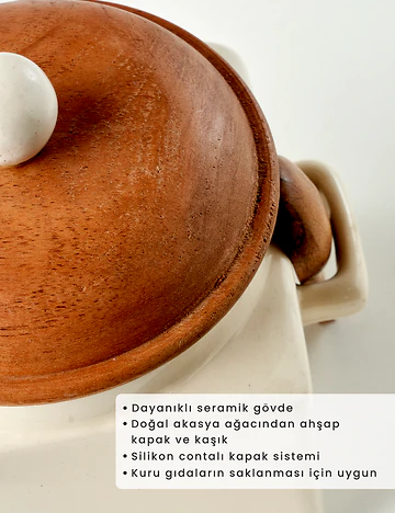 Hygge 3'lü Seramik Kavanoz Seti Krem (800 cc)