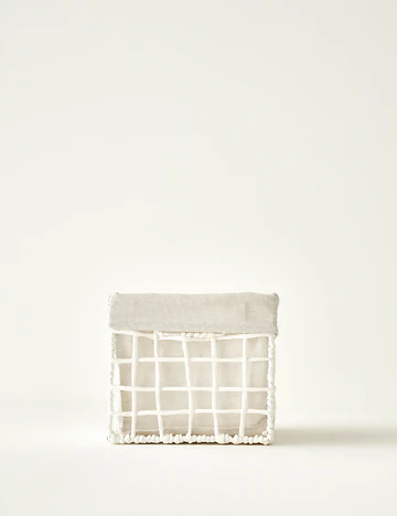 Sand Organizer Hasır Sepet Beyaz (30x22x19 cm)